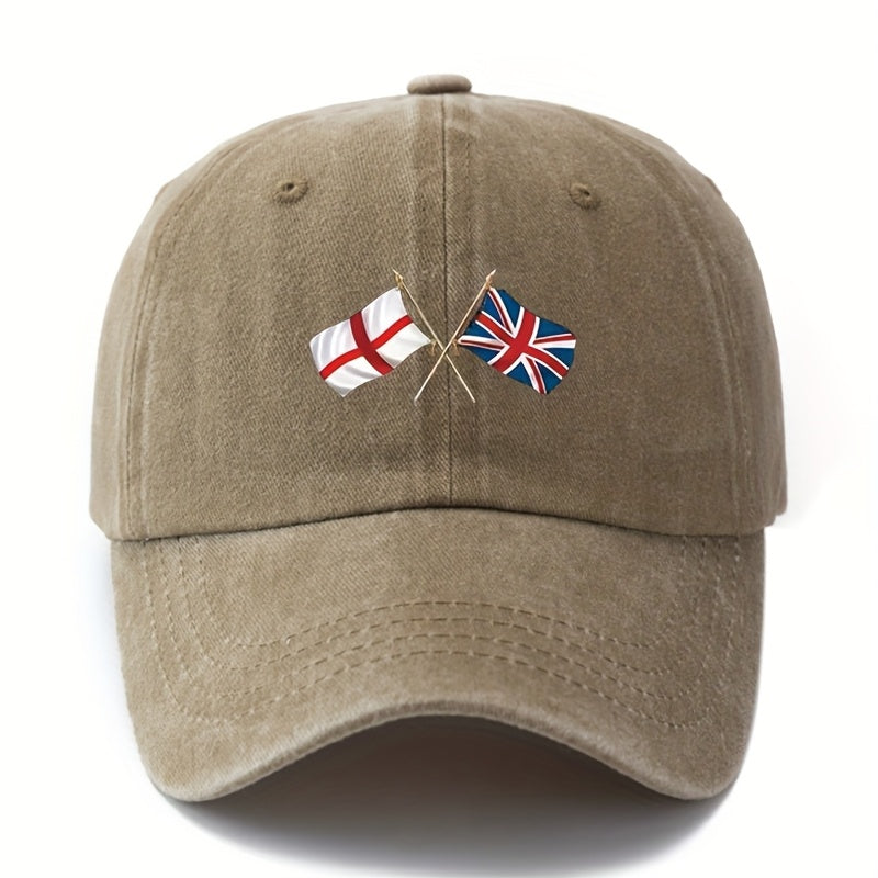 Stylish And Adaptable Printed Baseball Cap Featuring The England Union Jack, a Classic Retro Lightweight Hat Ideal for Truck Drivers