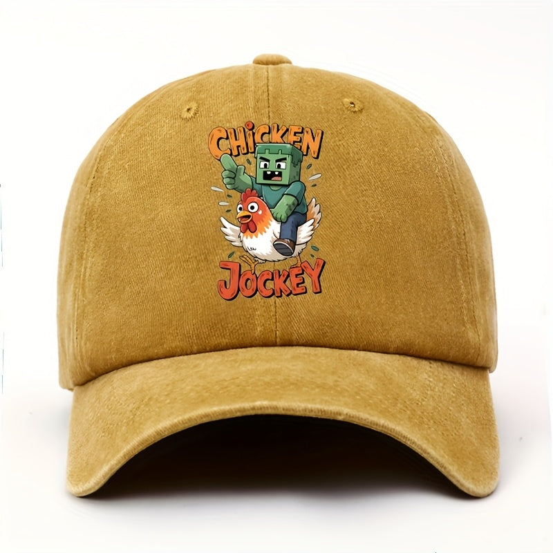 Boys' Rooster Jockey Pattern Baseball Cap - Vintage Adjustable Lightweight Hat, Suitable for Spring/Summer Outdoor Sports, Soccer Matches, and Carnivals, Multiple Colors Available