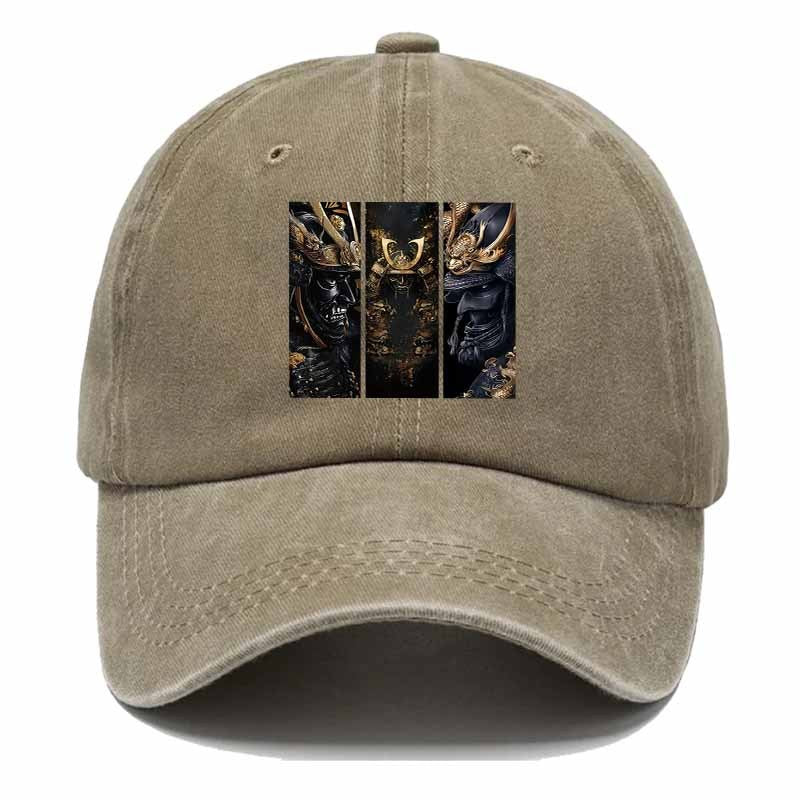 Ancient-Style Warrior Baseball Cap with Three Samurai Dragon Motifs-Essential for Themed Events And Role-Playing.