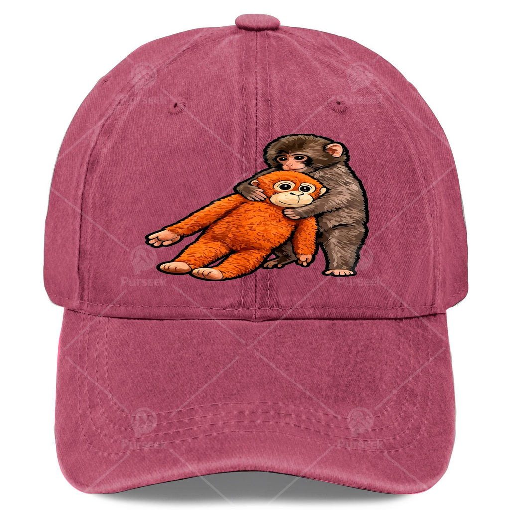 Babys Viral Monkey Punchs Hugging Baseball Hat Unisex Cool Washed Distressed