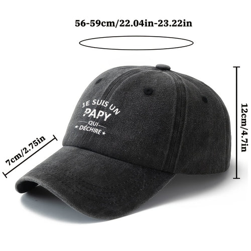 1 Unisex Fashion Versatile Printed Letter "JE SUIS UN PAPY" Baseball Cap | Classic Retro Lightweight Curved Brim, Ideal for Outdoor Travel, Camping, Casual Wear, and Festive Parties, Woven by MAKEFGE
