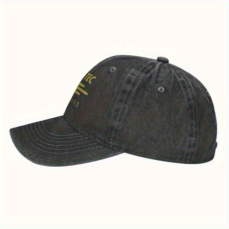 Vintage Distressed Black Baseball Cap with Logo- Adjustable Lightweight Hat for Men And Women, Washable And Durable, Curved Brim, Casual Outdoor And Decorative, Unisex, Retro Style, White Hollow Design, Comfortable for All Head Sizes