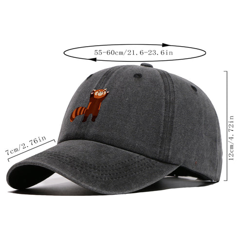 1pc Cartoon Red Panda Printed Baseball Cap, Cute Animal Pattern Sun Hat, Adorable Age-Reducing Fashion Hat, Unisex Adjustable Duckbill Cap, Couple Outing Hat, Casual Leisure Hat, Outdoor Play Sun Hat, Picnic Photography Hat, Bestie Matching Hat