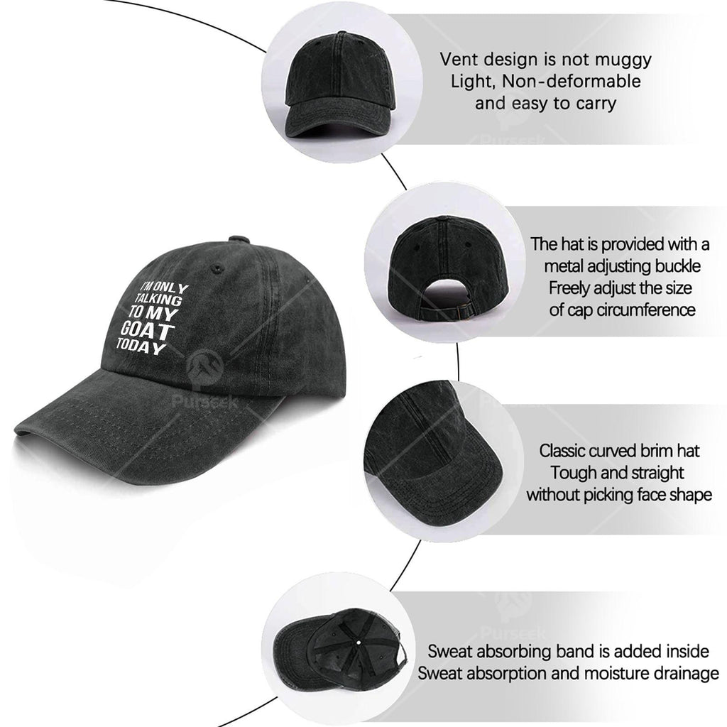Im Solely Talking to My Goat Today Baseball Hat Unisex Classic Washed Distressed