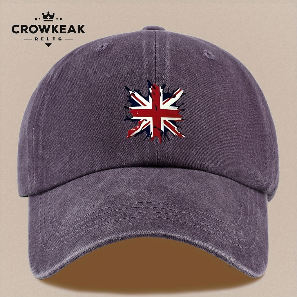 A Lightweight And Breathable Baseball Cap Featuring a "Union Jack" Pattern, Suitable for Both Men And Women. This Vintage-Style Dad Hat Is Adjustable And Perfect for Outdoor Activities Like Truck Driving, Graduation, Beach Outings, Sports, Hiking