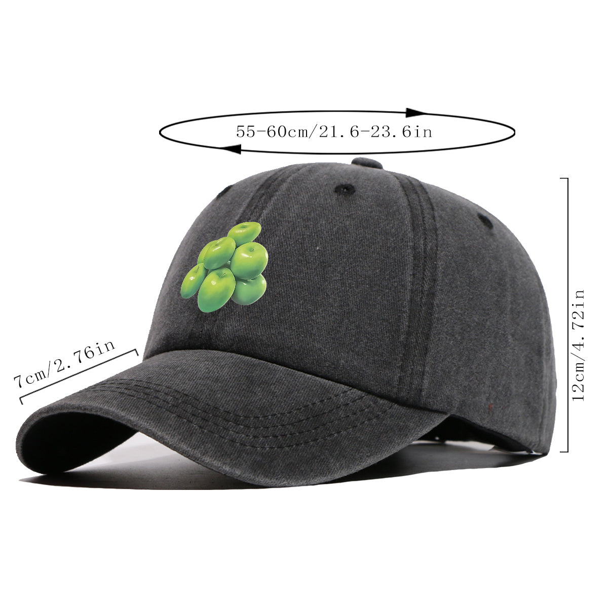 1pc Green Apple Print Baseball Cap for Men & Women - Adjustable Unisex Hat with Stacked Apple, Suitable for Outdoor, Travel, Parties, Casual Wear - Fresh, Holidays, Anniversaries - Apple-Themed Cap