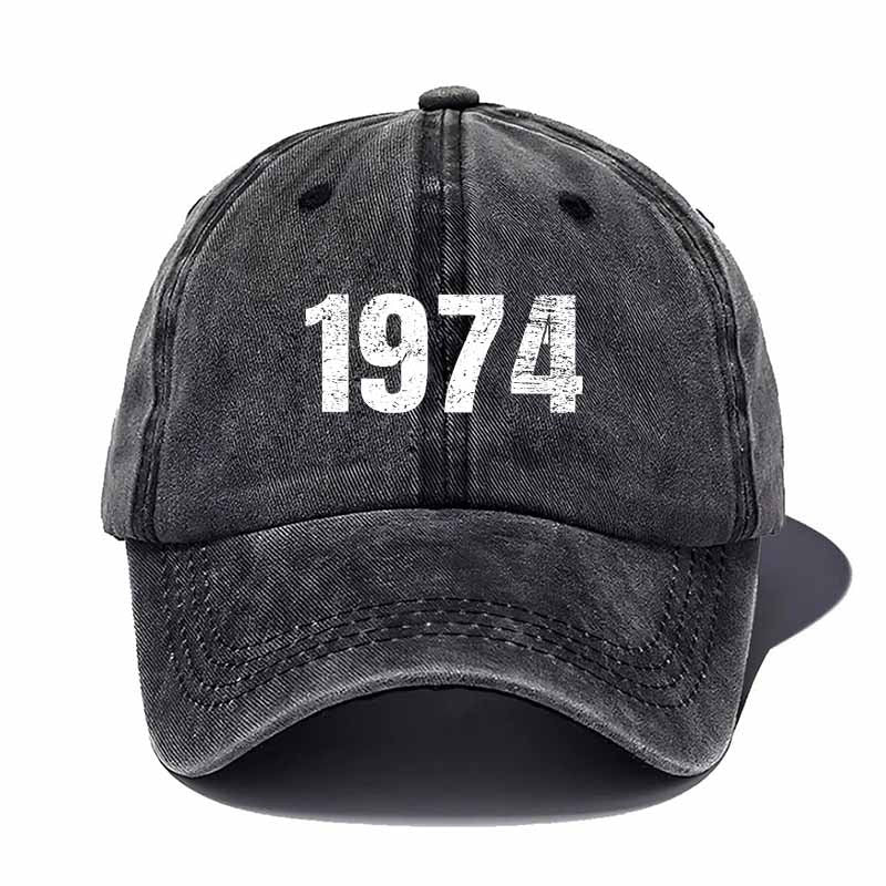 Unisex Washed Baseball Cap, Vintage Baseball Cap, 1974 Print Pattern, Essential for Casual Gatherings And a Great Companion for Outdoor Picnics