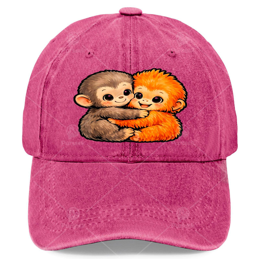 Tadanori Toya Plush Hug Baseball Cap - Vintage Full-Print Design, Suitable for Christmas, Gaming, And American Independence Day Events, Unisex Washable Monkey Baseball Cap, Lightweight Design (Hand Washable)