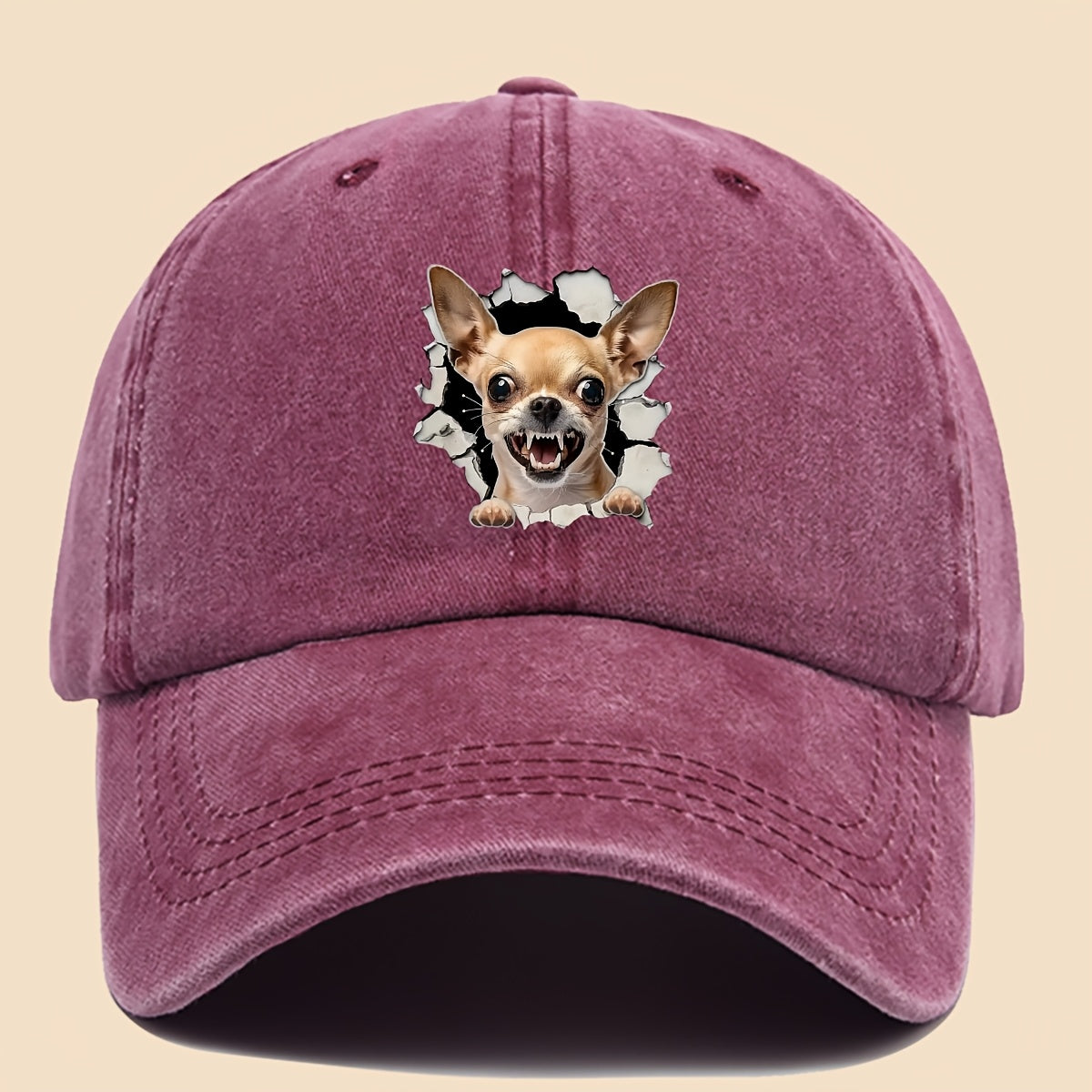 1pc Chihuahua Dog Print Trucker Hat - Adjustable Unisex Baseball Cap with Chihuahua Pattern, Soft-Top Curved Brim & Machine Washable Polyester Cap Suitable for Outdoor, Gifts for,, for Men and Women, for - Wear