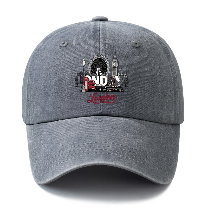 A Unisex Fashionable and Versatile Printed Ferris Wheel Baseball Cap, Featuring a Classic Vintage Washed Outdoor Lightweight Curved Brim. Suitable for Casual Occasions Such as Outdoor Vacations, Travel, and Camping. Also Works as a Hip-hop Hat