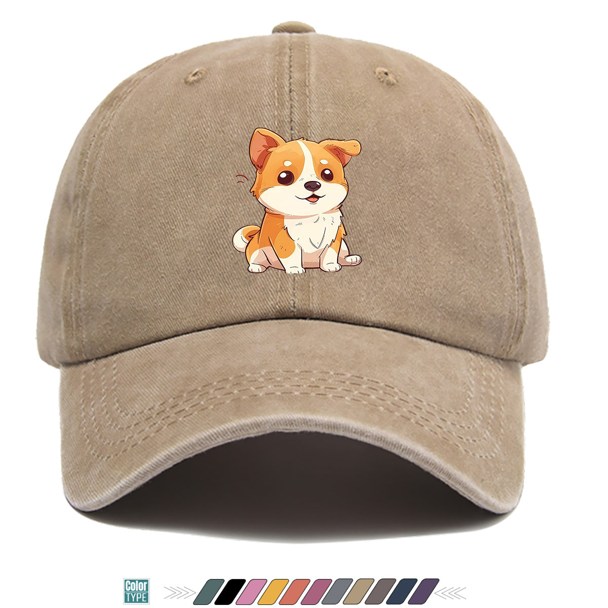 1pc Corgi Print Baseball Cap Suitable for Daily Outfits, Outdoor Activities & Gifts - Adjustable Snapback Hat with Corgi Dog Pattern, Unisex for Men & Women, Corgi-Themed, Park Strolls, Casual Wear (Cute Corgi)