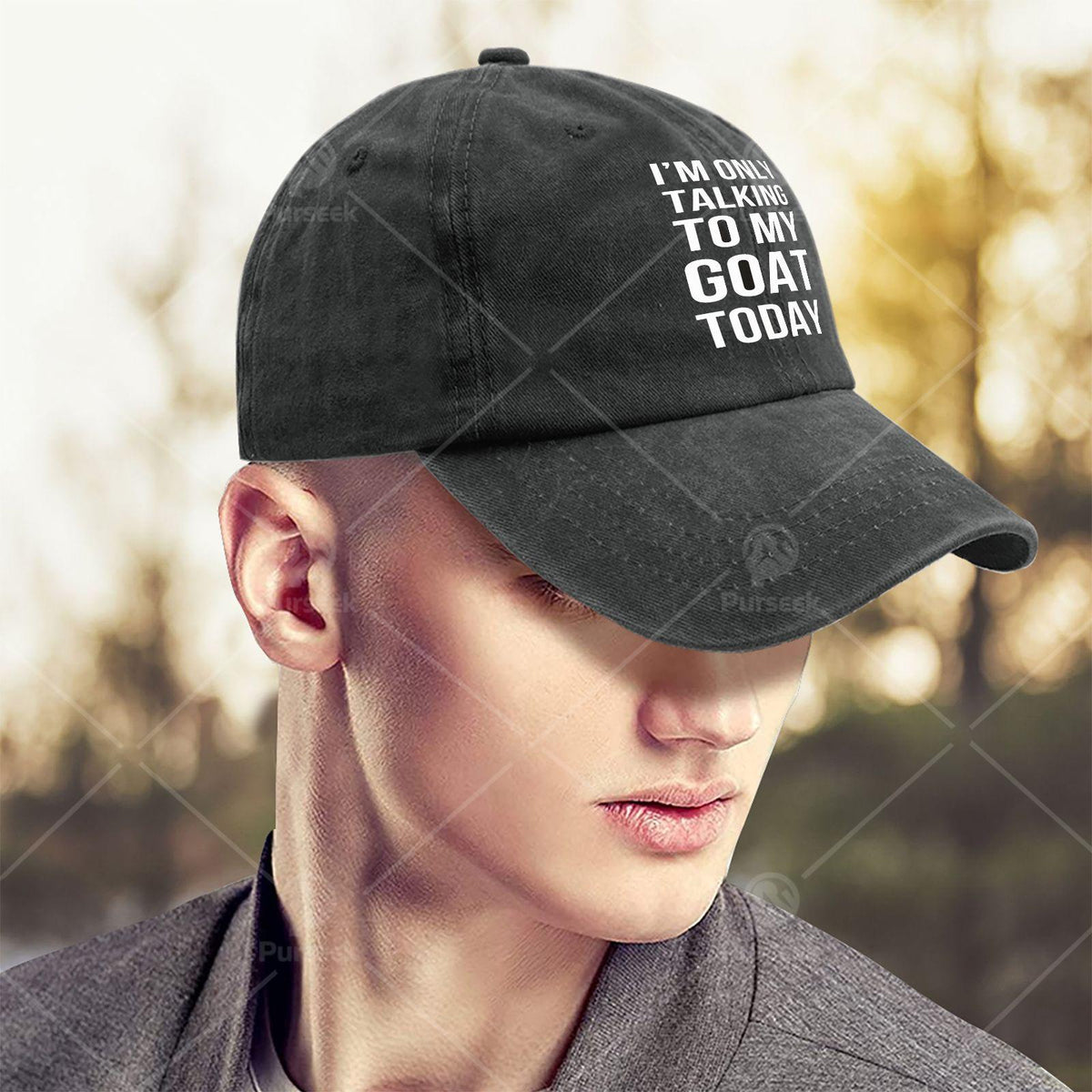 Im Solely Talking to My Goat Today Baseball Hat Unisex Classic Washed Distressed