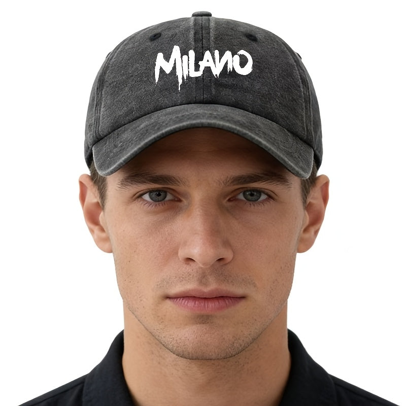 MILANO Retro Washed Baseball Cap - Unisex Trucker Hat Suitable for Outdoor, Casual Wear, Driving, Vacations - Classic Washed Look, Printed Design, Ideal for Truck Drivers & Lifestyles