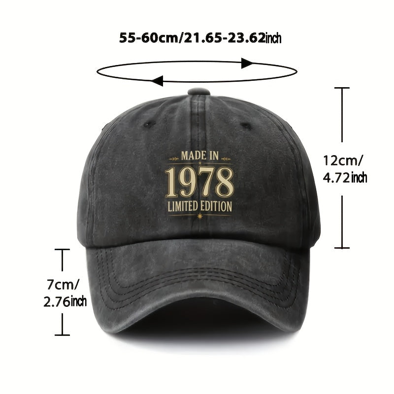 1 Adjustable Baseball Cap, Limited Edition 1978 Design, Lightweight Polyester Fiber Printed, Suitable for Outdoor Sports And Camping Enthusiasts, Fashion Couple Hat, Golf Hat, Trucker Hat, Trendy Baseball Cap, Youthful Wear
