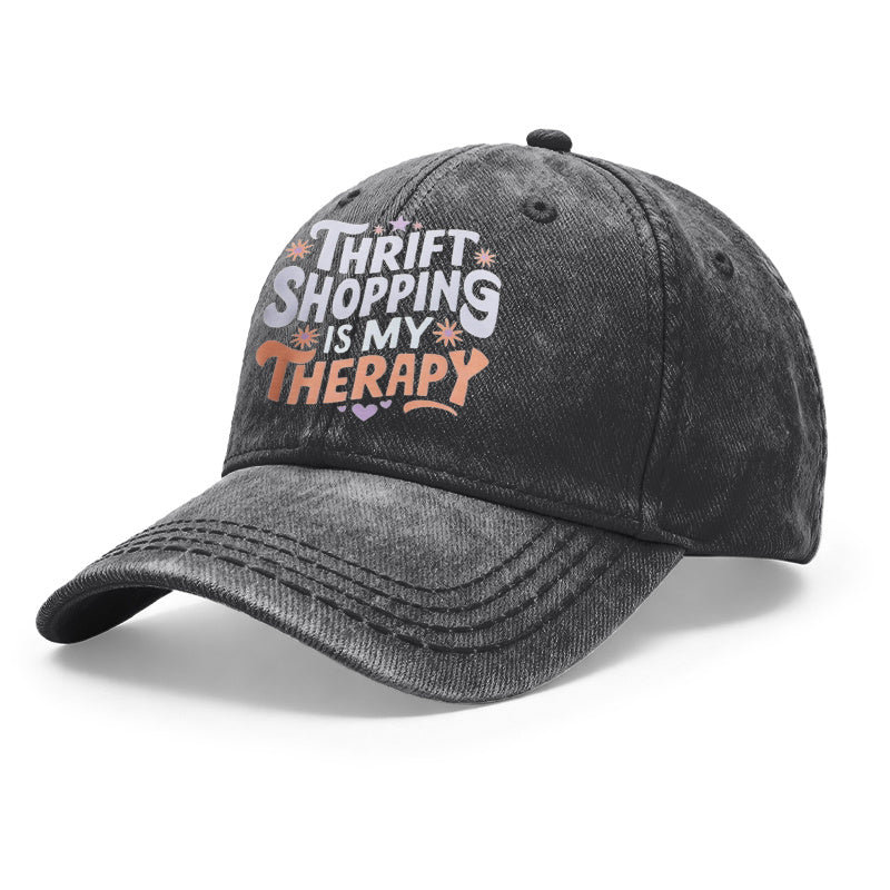 1pc Vintage Washed Unisex Baseball Caps, Thrift Shopping Is My, Retro Floral& Heart Design Print Pattern, Adjustable, Suitable for Outdoor Activities And Casual Wear, Gifts for Men And Women, Friends