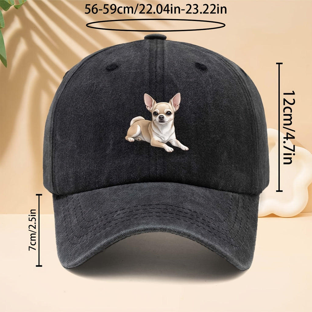 Chihuahua Print Baseball Cap with Chihuahua Dog Design - Adjustable Snapback Trucker Hat Suitable for Men & Women, Soft Top Curved Brim, Unisex Casual for All- Wear, Durable Comfortable for Walking, Parties, Shopping, Hip-Hop Style