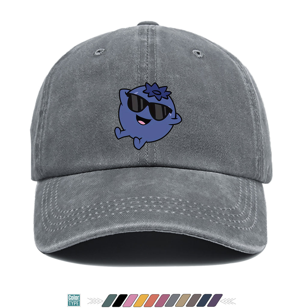 1pc Cartoon Blueberry Pattern Baseball Cap, Fun Sunglasses Flower Decoration, Comfortable And Breathable Sun Hat, Fashionable Cute Unisex Adjustable Dad Hat, Outing Hat, Best Friend Shopping Hat, Suitable for Picnics, Amusement Parks, Hiking