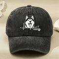 Vintage Husky Dog Heartbeat Print Baseball Cap for Men And Women Casual Street Wear Anniversary Gift