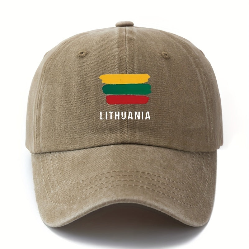MAKEFGE Baseball Cap - Lightweight Vintage Washed Truck Driver Hat with LIYHUANIA Letters, Unisex Outdoor Camping, Travel Hat in Black/, for Men & Women (Multi-Color Options), Casual Headwear, Curved Brim Design, Rugged Texture