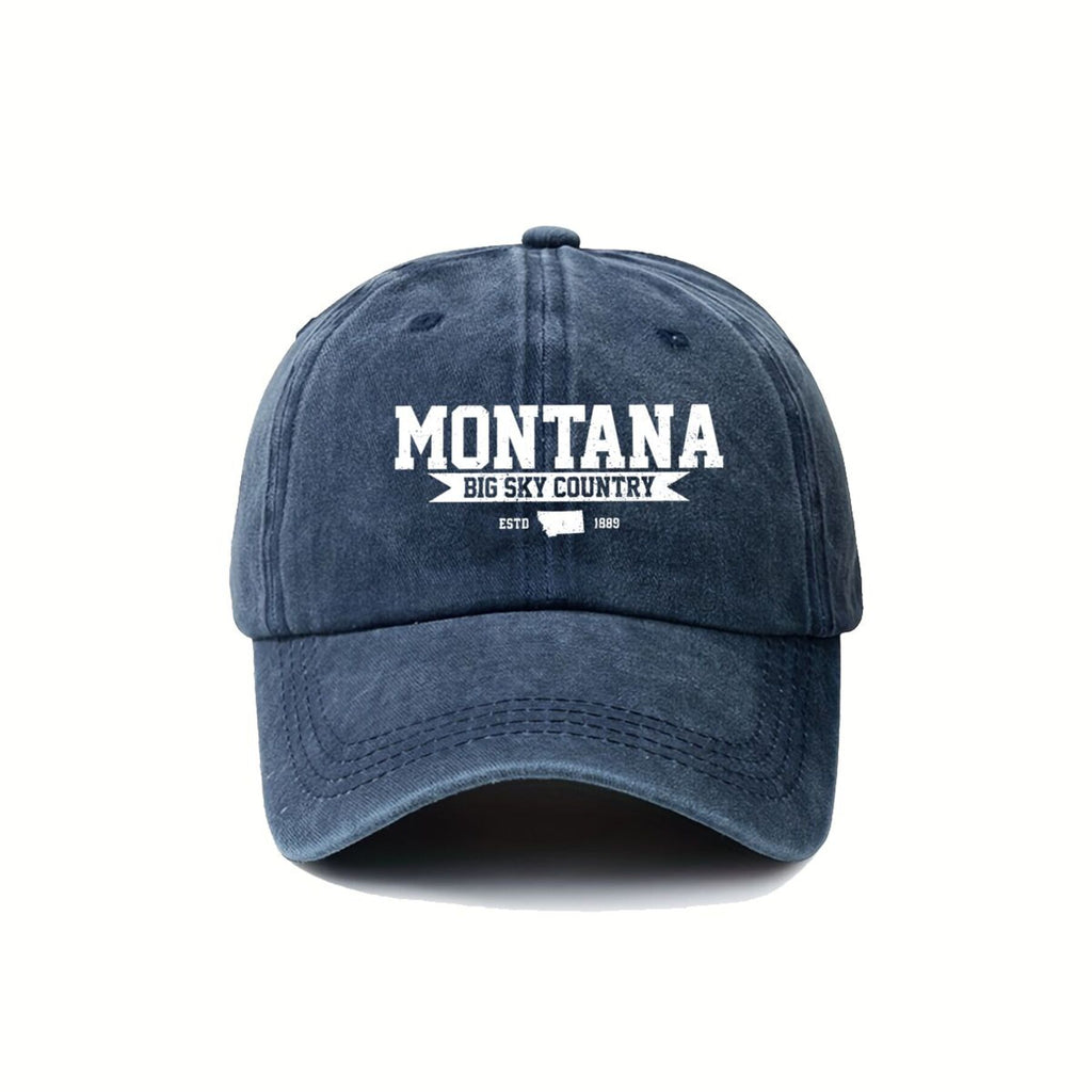 Montana Travel Inspired Big Sky Country Text Design Summer Breathable Universal Trucker Hat Men's Outdoor Fishing Sun Hat Women's Sports Running Printed Baseball Cap Trendy