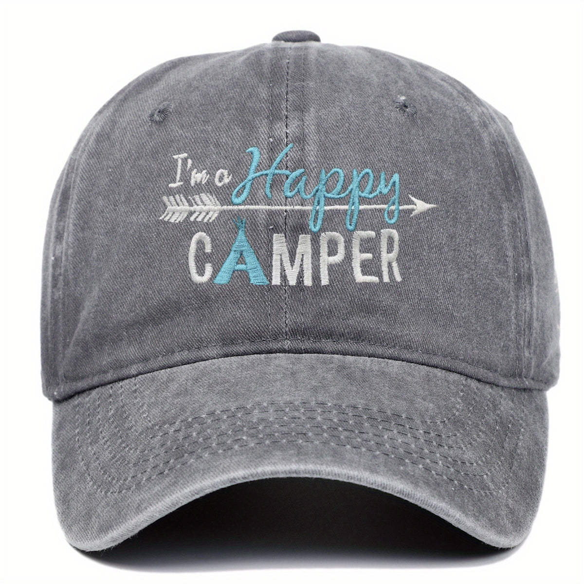 My Happy Camper Baseball Cap-Adjustable Retro Street Style Hat, Breathable Design, Multi-Color Optional Suitable for Outdoor Sports and Leisure Wear(Unisex), Camping Accessories, Adventure Equipment, Fashion Headdress