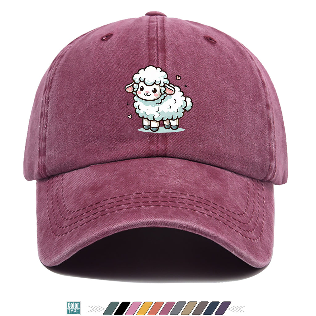 1pc Cute Cartoon Sheep Print Baseball Cap, Soft Breathable Sun Hat, Adorable Healing Style Fashion Hat, Unisex Adjustable Duckbill Cap, Casual Outing Hat, Girly Bestie Hat, Suitable for Picnics, Shopping, Strolling, Travel