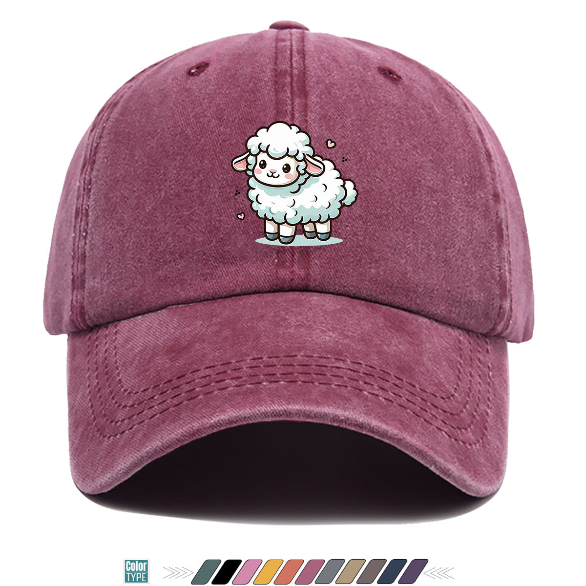 1pc Cute Cartoon Sheep Print Baseball Cap, Soft Breathable Sun Hat, Adorable Healing Style Fashion Hat, Unisex Adjustable Duckbill Cap, Casual Outing Hat, Girly Bestie Hat, Suitable for Picnics, Shopping, Strolling, Travel