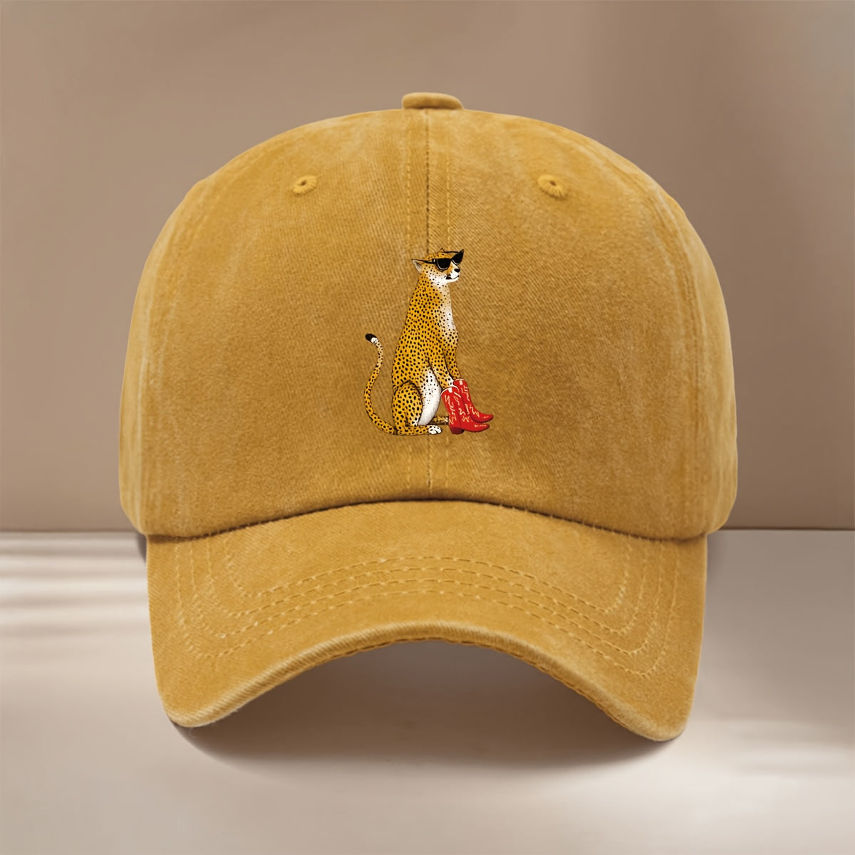 This Is a Stylish And Comfortable Baseball Cap Featuring a Red High-Heeled Leopard Design. It'S Adjustable in Size, Suitable for Both Men And Women, Perfect for Truck Drivers. Ideal for Outdoor Sports, Gatherings, And Camping