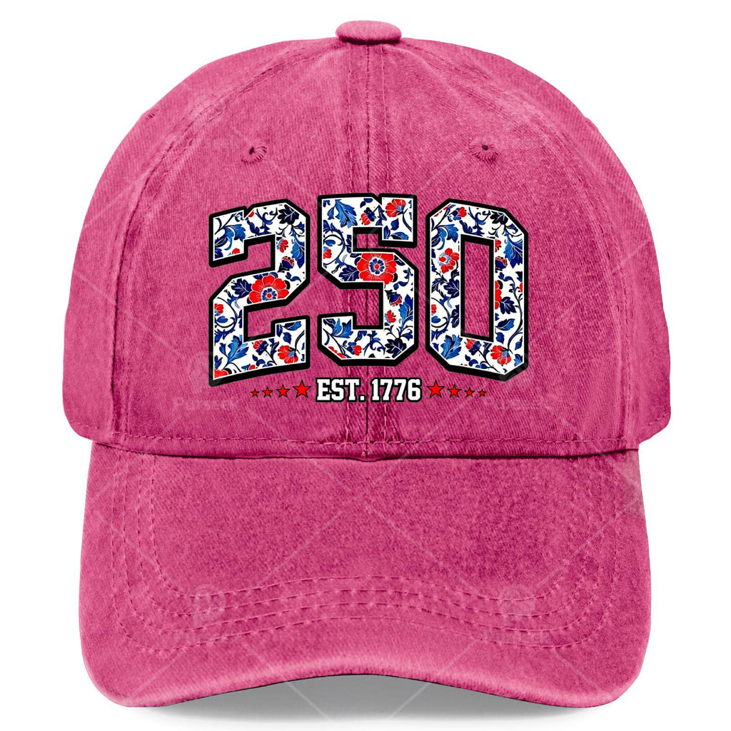 Floral Flag 250 Years 1776-2026 250th Birthday 4th of July Baseball Hat Unisex