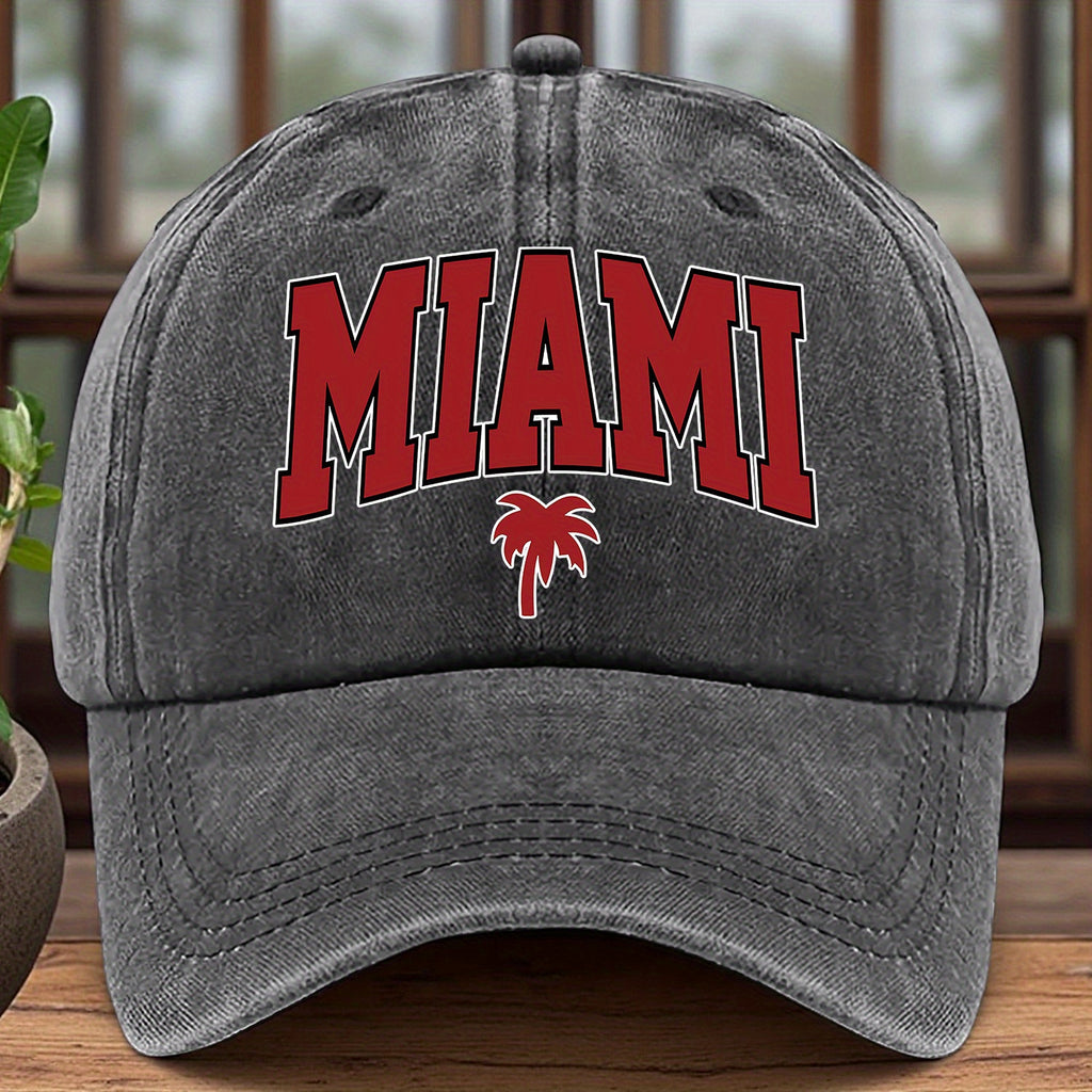 A MIAMI-themed Baseball Cap with Fun Prints, Available in Multiple Colors and with Adjustable Size---sxm