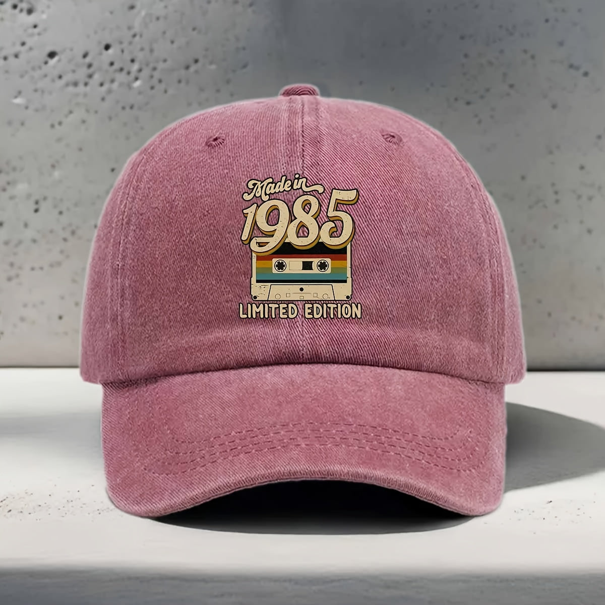 Women'S Baseball Cap English Print Made in 1985 Recording Tape Element Pattern Classic Retro Nostalgic Style Trendy Fashion Casual Easy Versatile Unisex Duckbill Hat Daily Outing Outdoor Sports Travel Vacation Camping Picnic Party Library Coffee Sho