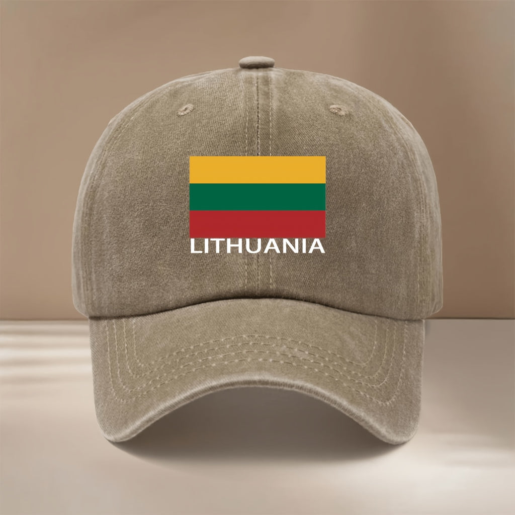 LITHUANIA Letter Flag Printed Pattern Baseball Cap Easy Comfortable Hip-Hop Hat All-Season Versatile Textured Brim Cap Lightweight Individual Duckbill Cap Unisex 6-Panel Cap Sports Event Support Matching Casual Hat Adjustable Size Style Trendy Fashi