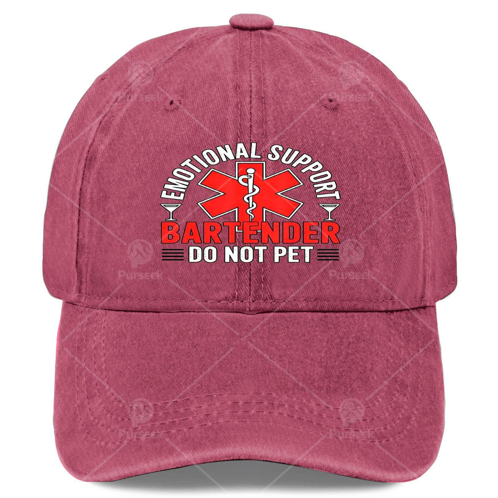 Emotional Support Bartender Do Not Pet Hat - Unisex Retro Full-Body Print with "Do Not Pet" Bartender, Lightweight for Events & Themed Parties (Christmas, 4th) - Hand Washable Round Top Hat