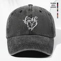 Vintage Washed Baseball Cap with Faith And Heart Design - Adjustable, Lightweight Sun Hat, All-Season Wear, Perfect for Outdoor Activities, Baseball Cap