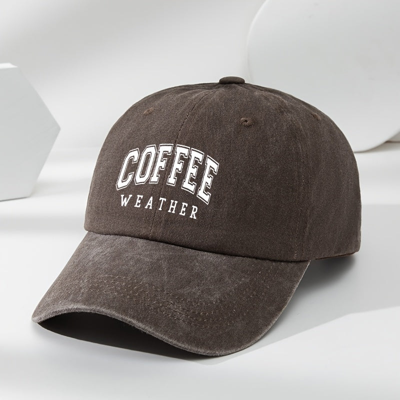 Men's Retro Baseball Cap with Coffee Bean Lettering & Logo Print - Adjustable Sun Hat, Breathable Outdoor Casual Cap for Sports, Daily Wear - Black, Comfortable & Versatile for All Beige Types (Hand Washable)