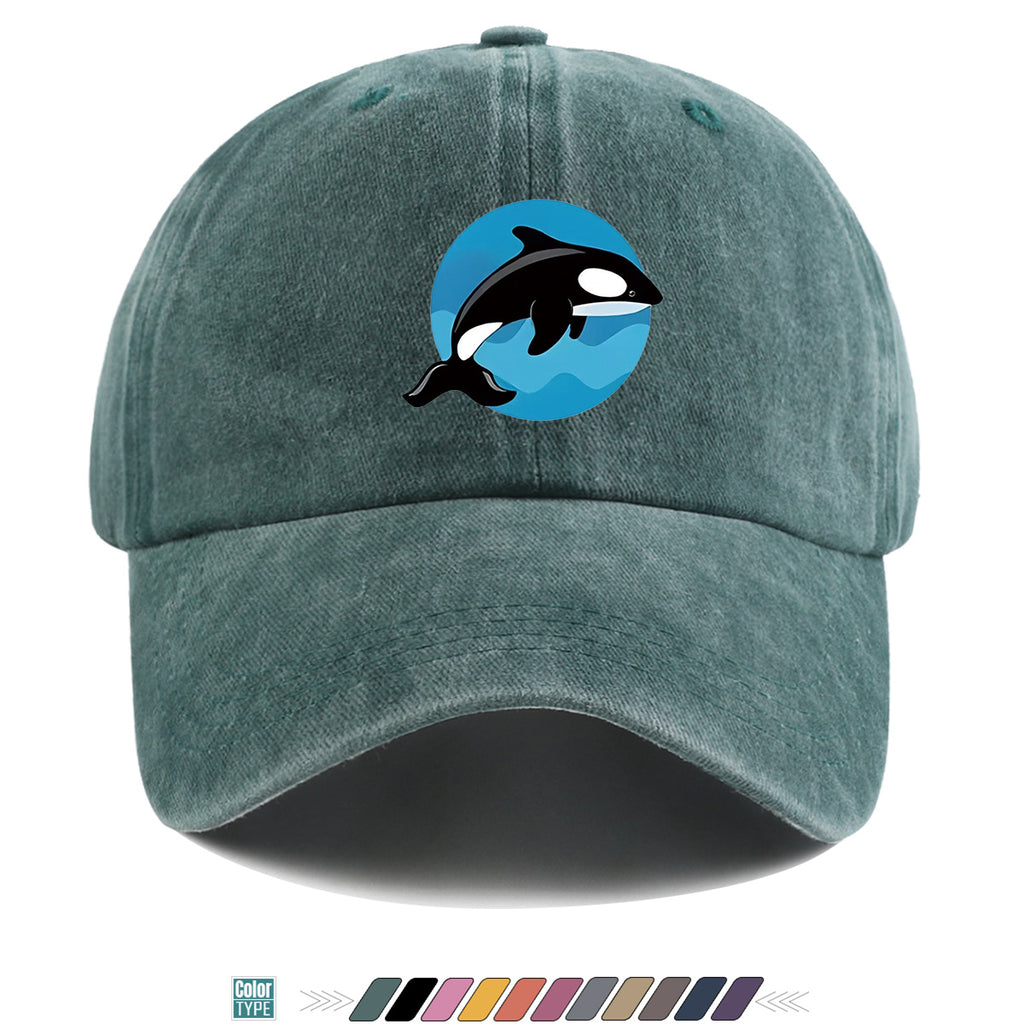 1pc Orca Leaping Over Waves Themed Printed Baseball Cap, Comfortable and Breathable Sun Hat, Stylish, , and Beautiful, Unisex Adjustable Baseball Cap, Casual Street Fashion Hat, Beach Vacation Sun Hat, Suitable for Outdoor Outings, Beach Parties