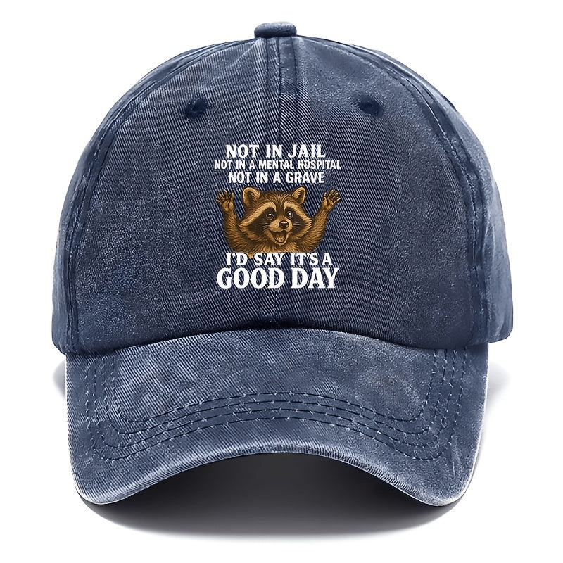 Animal-themed Hat | 1, Women's Hat, Men's Outdoor Hat, "It's a Good Day" Hat, Dad Hat, Breathable Baseball Cap, Adjustable Style Hat, Suitable for All Occasions, Curved Brim Design, Outdoor Style Hat, All-season Style