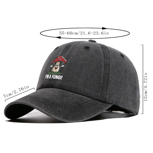 1pc Cartoon Mushroom Joyful Face Print Baseball Cap, Cute Red Mushroom with Gray Dots Hat, Comfortable and Breathable Sun Hat, Stylish, Fun, and Unique, Unisex Adjustable Baseball Cap, Casual Hat, Couple's Outing Hat, Suitable for Daily Shopping