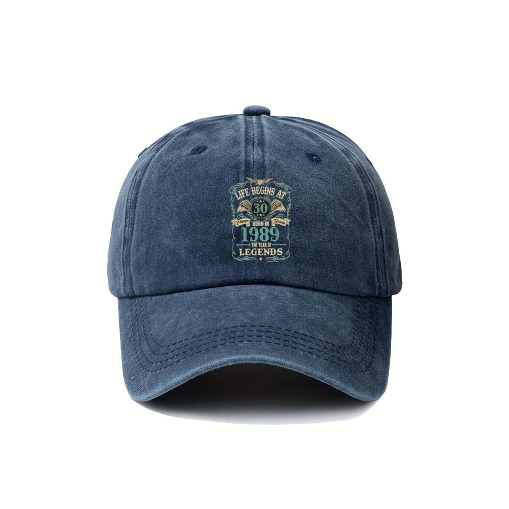 Life Begins at 30 1989 The Year of Legends Design with a Colorful Pattern Easy Unisex Printed Baseball Cap, Breathable, Universal, Sun, with Buckle, Suitable for Spring And Summer Golf And Sun
