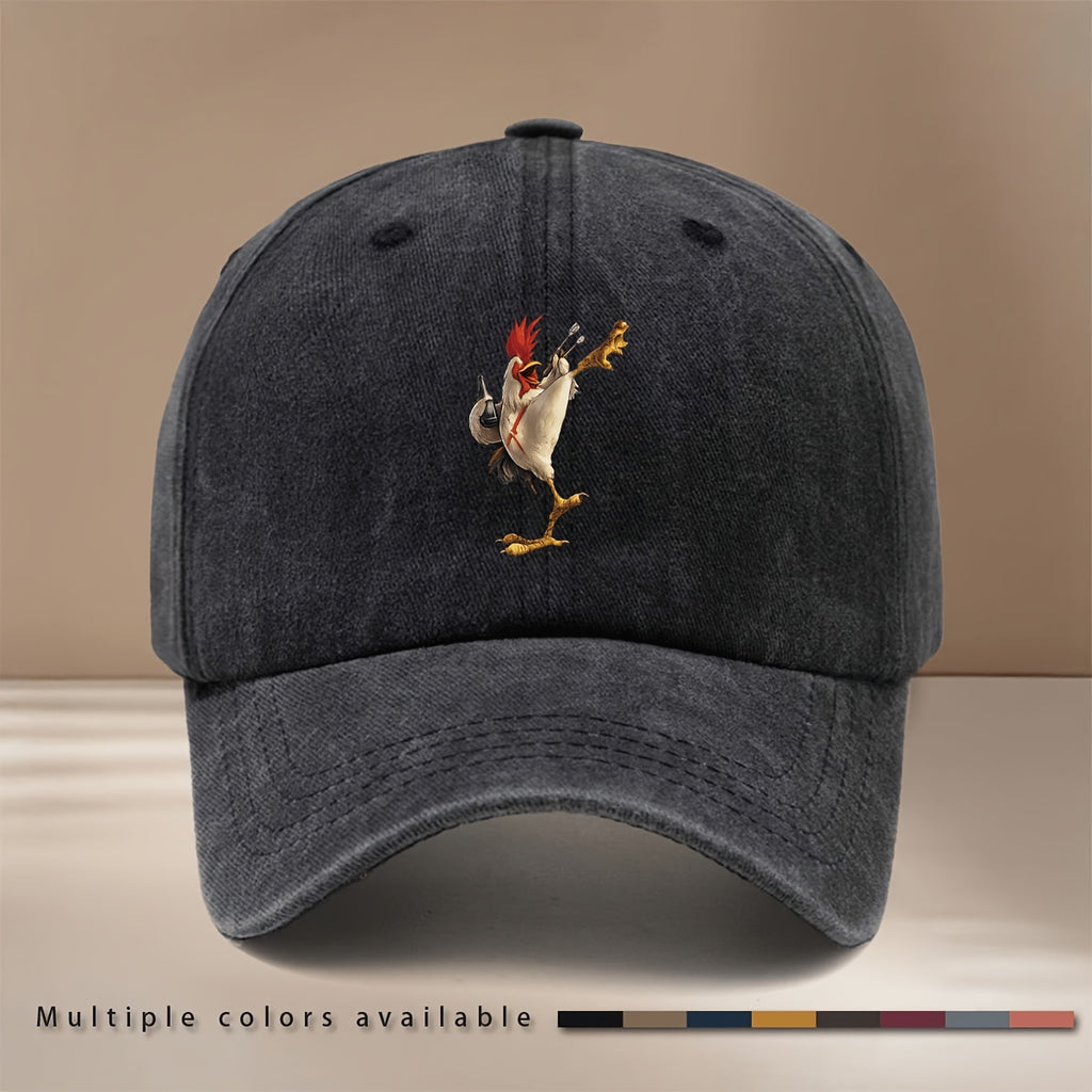 This Is a Stylish And Lightweight Baseball Cap Featuring a Rock Rooster Design, Adjustable in Size, Suitable for Both Men And Women. It'S a Trendy And Comfortable Duckbill Cap Perfect for Outdoor Sports, Gatherings