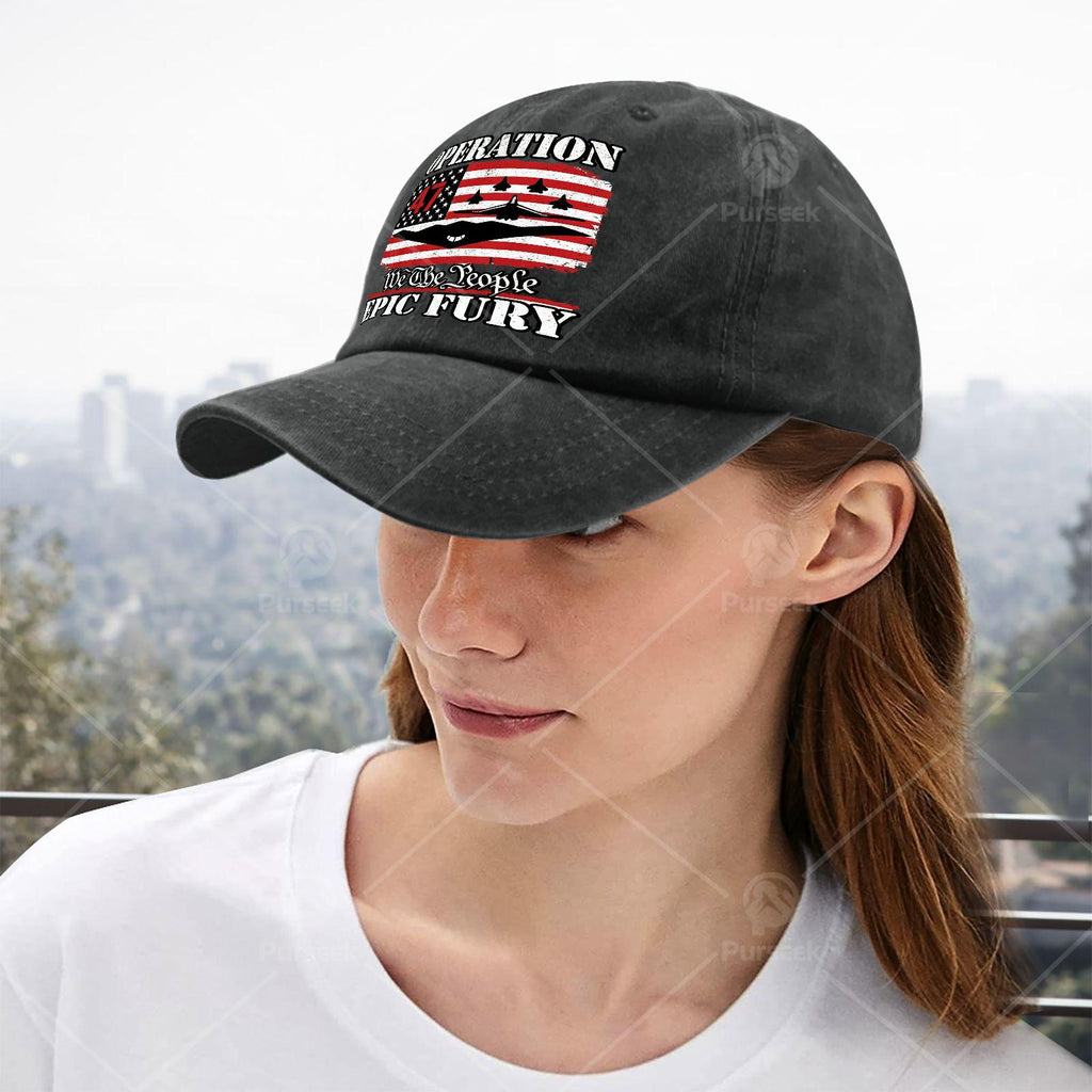 Vintage Baseball Cap with the Words "We The People" Printed on It- Lightweight and Washed, Suitable for Christmas, Games, and Independence Day Celebrations- Unisex Cap with an All-over Print, Ideal for Everyday Casual Wear and Themed Events