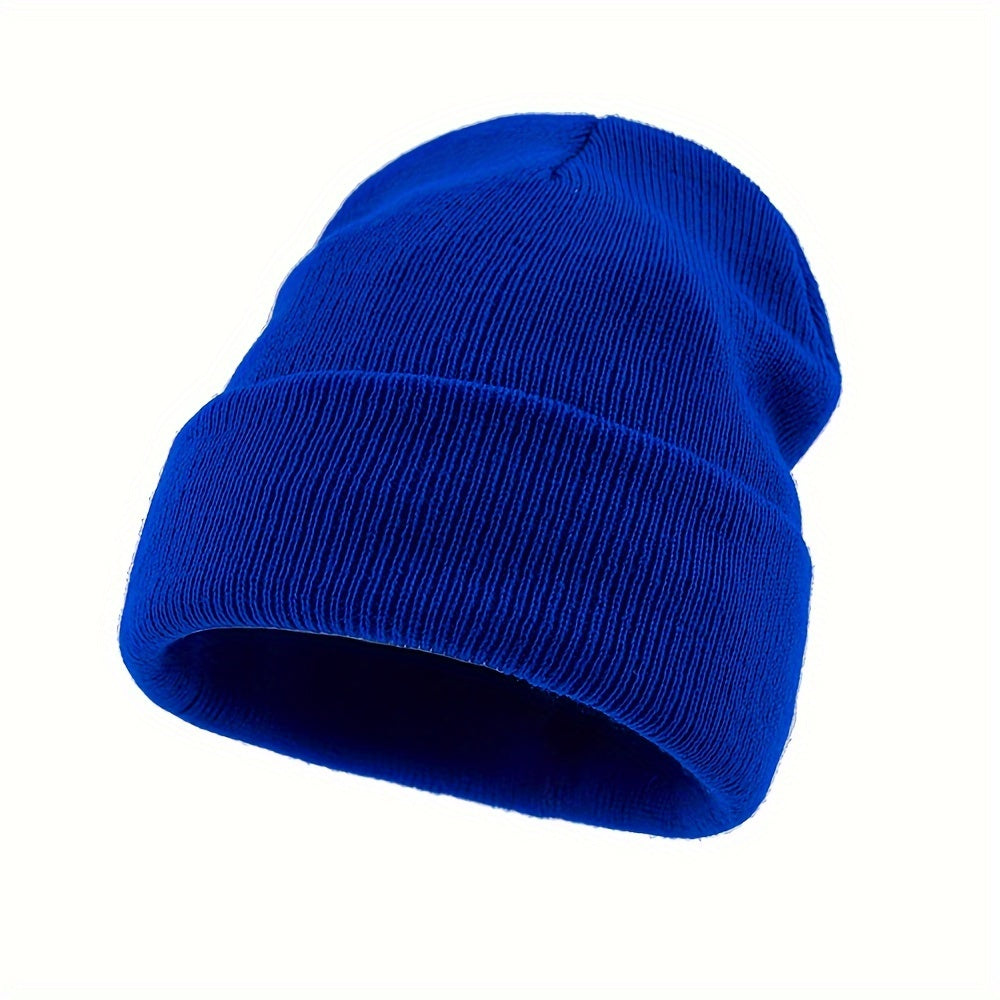 Outdoor Knit Hat Men'S Solid Color Winter Warm Elastic Large Premium Knit Hat Men Women Warm Cold-Proof Cap Easy