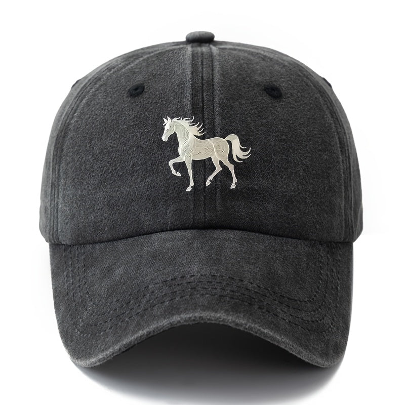 1 Unisex Fashion Versatile Printed Horse Baseball Cap | Classic Vintage Washed Lightweight Curved Brim, Ideal for Outdoor Travel, Camping, Casual Daily Wear, Hip-Hop Festivals |, Woven, Brand: MAKEFGE
