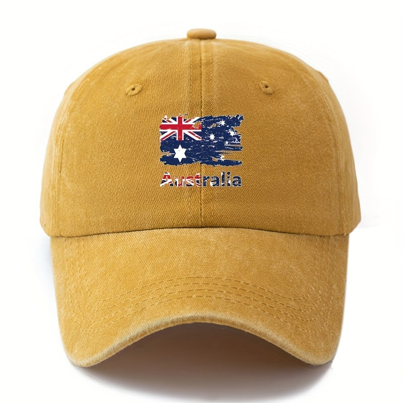 Unisex Australian Flag Baseball - Classic Retro Washed Lightweight Trucker Hat with Kangaroo & Southern Cross Design, Breathable Polyester for Outdoor, Travel, Camping, Casual Wear, Travel Accessory, Vintage Style, Durable Construction