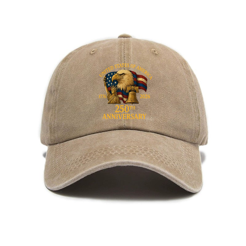 Fashion Hot Selling US Independence Day 250Th Anniversary Printed Washed All-Match Distressed Soft Top Unisex Baseball Cap