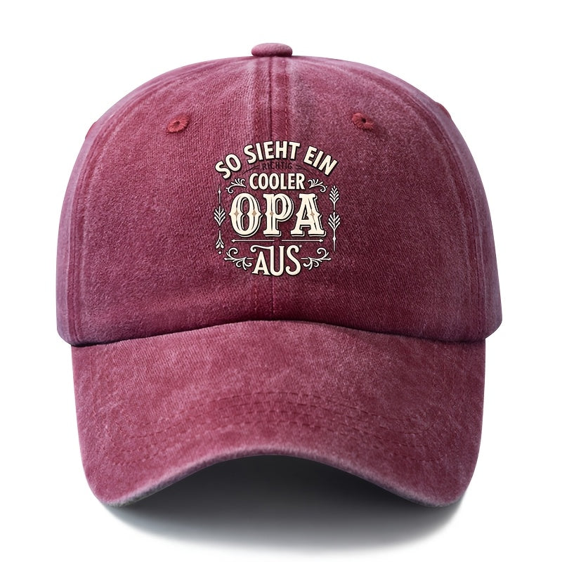 Unisex Fashion All-Match Printed OPA German Style Baseball Cap, Classic Vintage Washed Outdoor Lightweight Curved Brim Hat, Trucker Cap, Suitable for Outdoor Vacation Travel Camping And Casual Occasions, Holiday Party Hip-Hop Hat