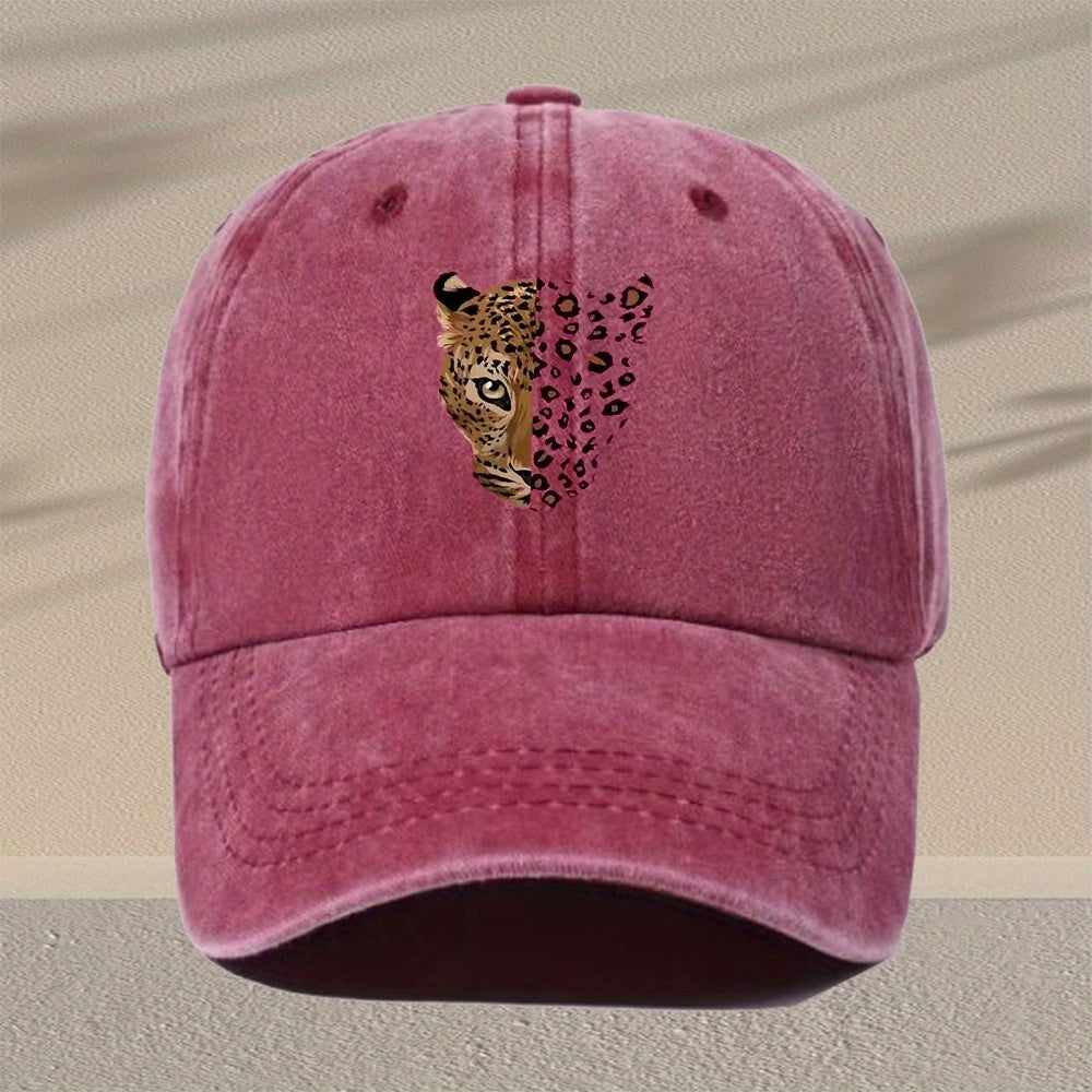 Men'S Leopard Print Baseball Cap - Adjustable Vintage Washed 100% Viscose Lightweight Outdoor Travel Casual Cap - Available in Multiple Colors, Perfect Gift