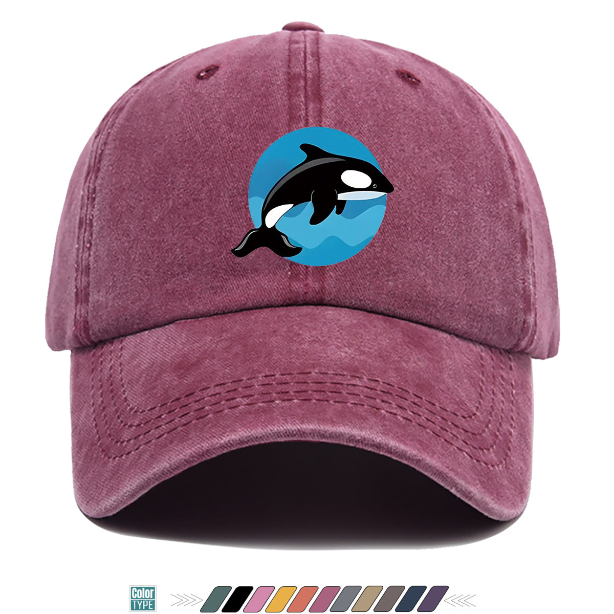 1pc Orca Leaping Over Waves Themed Printed Baseball Cap, Comfortable and Breathable Sun Hat, Stylish, , and Beautiful, Unisex Adjustable Baseball Cap, Casual Street Fashion Hat, Beach Vacation Sun Hat, Suitable for Outdoor Outings, Beach Parties