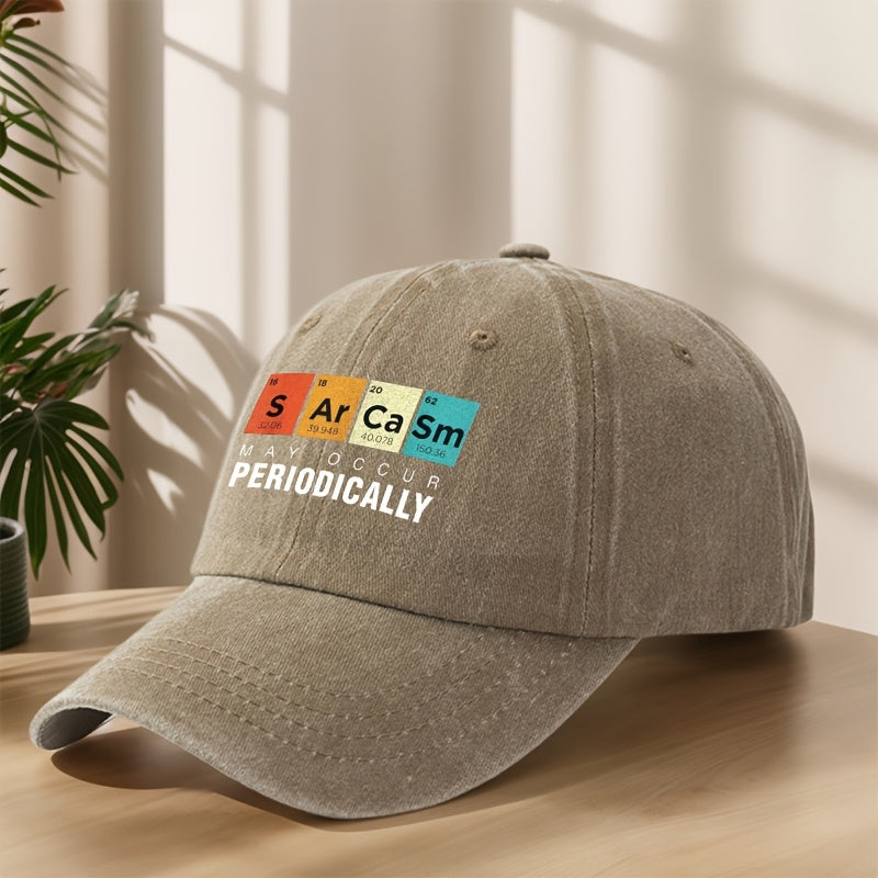 PERIODICALLY Statement Print Baseball Cap Classic Washed Distressed Vintage Duckbill Cap Soft Top Comfortable Adjustable Sun Hat