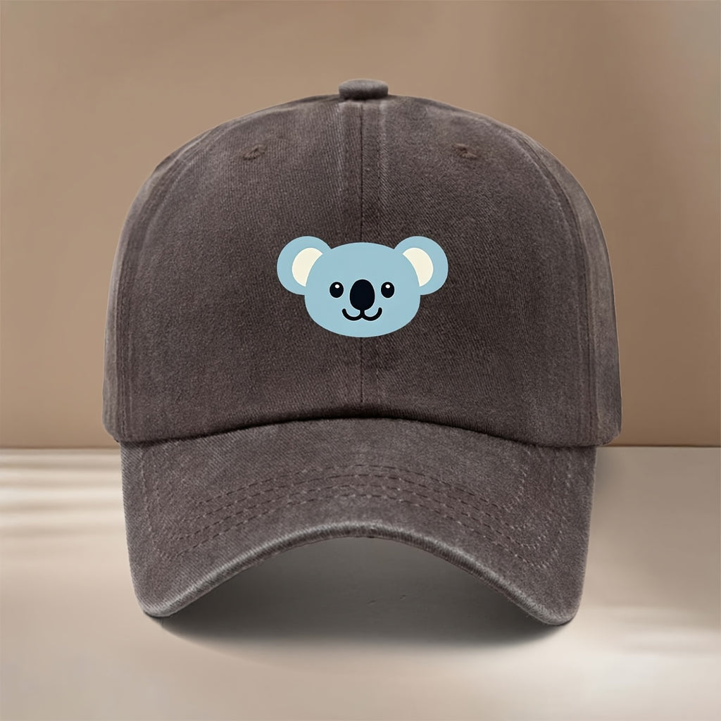 This Is a Cartoon Koala Pattern Printed Baseball Cap, Fashionable Comfortable Adjustable Size 6-Panel Hat Unisex Lightweight Individual Style Duckbill Cap Outdoor Sports Dining Camping Matching Easy Trendy Curved Brim Hat Sports Event Cheerleading M